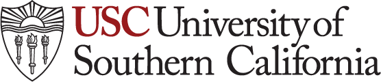 USC Primary Logotype in black and cardinal .