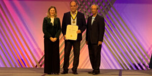 L-R: AIAA Associate Fellow Selection Chair Dr. Luisella Giulicchi (European Space Agency); Professor Fokion Egolfopoulos; AIAA President Professor Daniel Hastings (MIT)